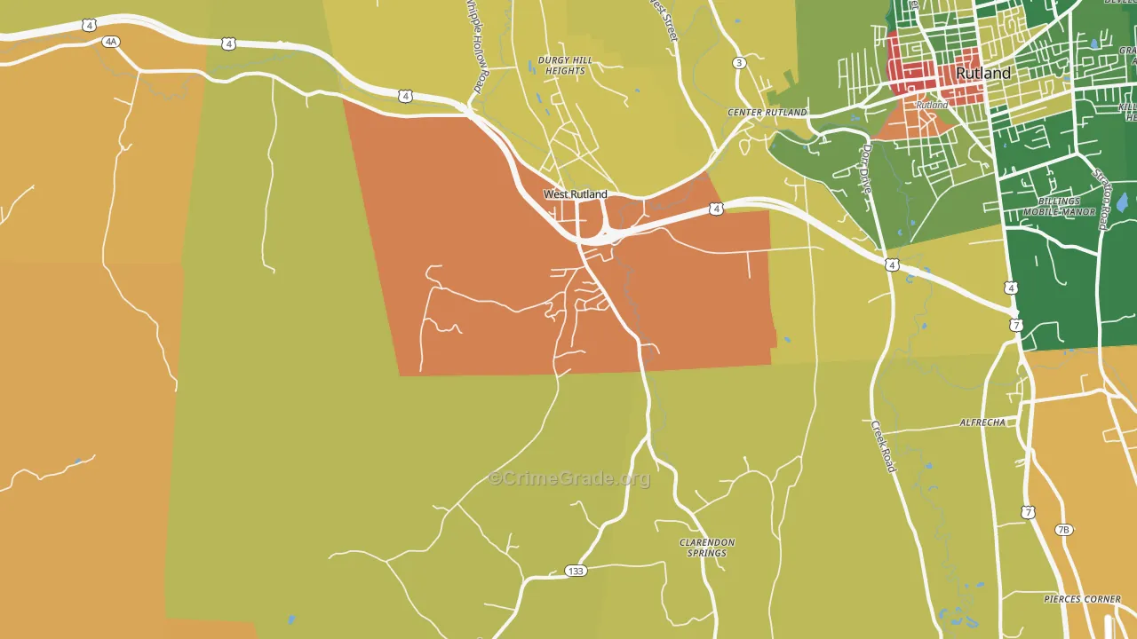 West Rutland, VT Map of Drug-Related Crime Rates
