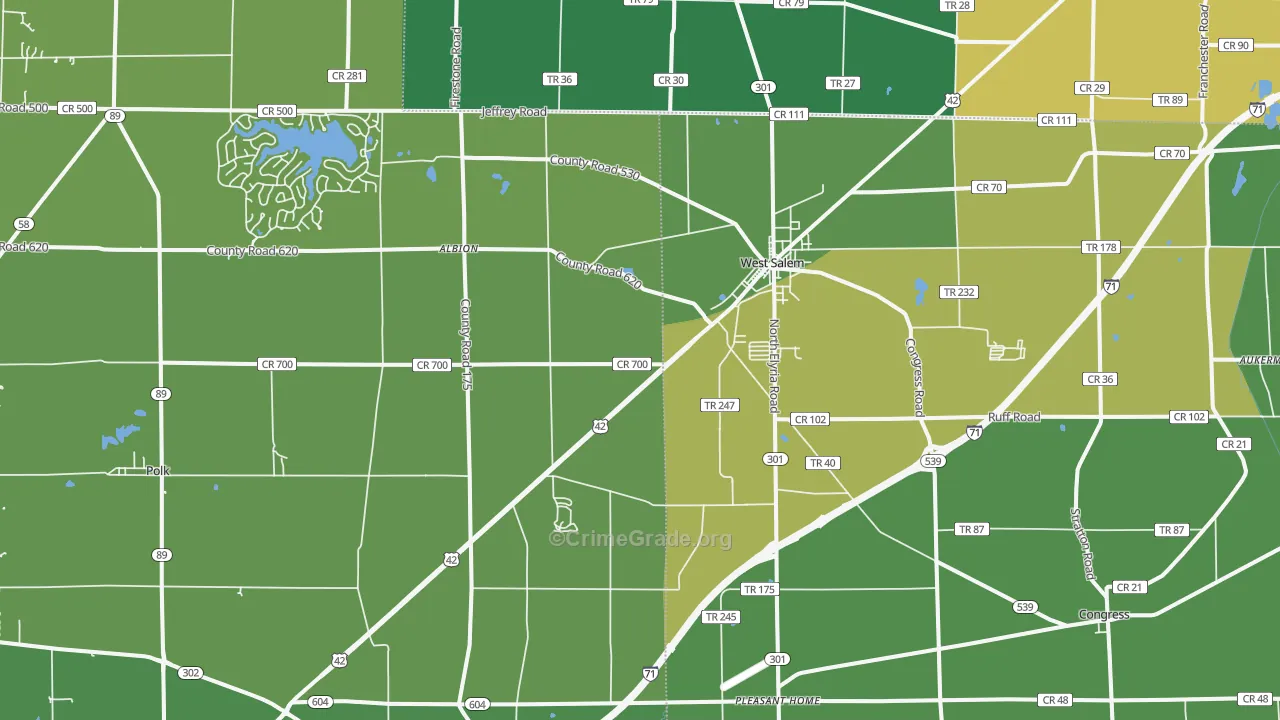 West Salem, OH Map of Drug-Related Crime Rates