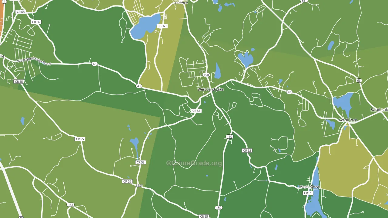 West Sand Lake, NY Map of Drug-Related Crime Rates