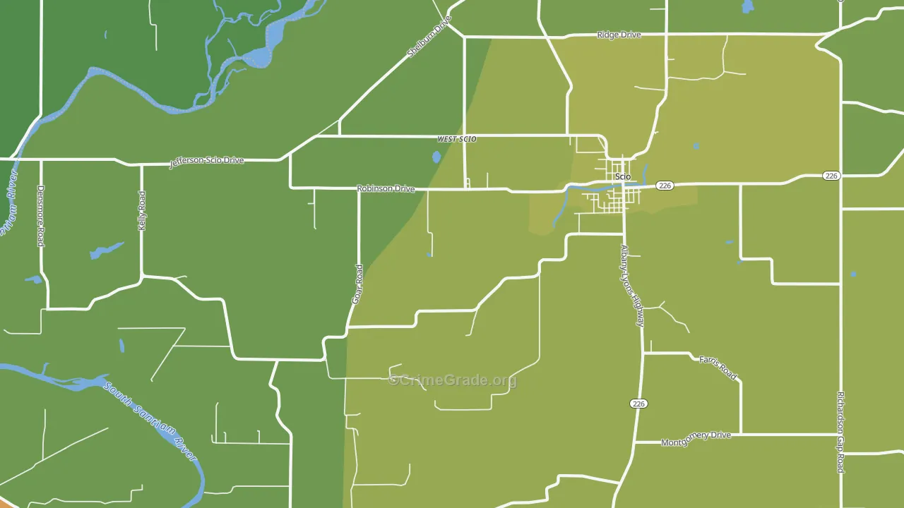 West Scio, OR Map of Drug-Related Crime Rates