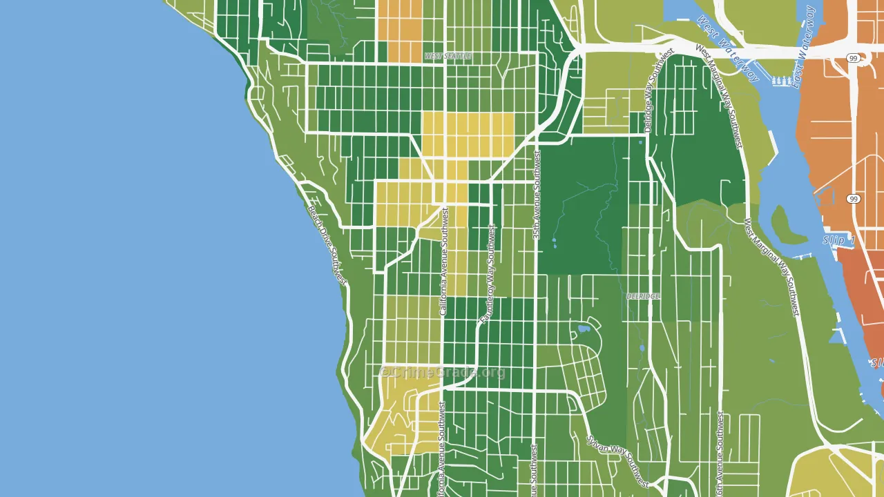 West Seattle, Seattle, WA Map of Drug-Related Crime Rates