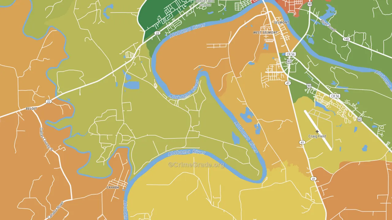 West Selmont, AL Map of Drug-Related Crime Rates