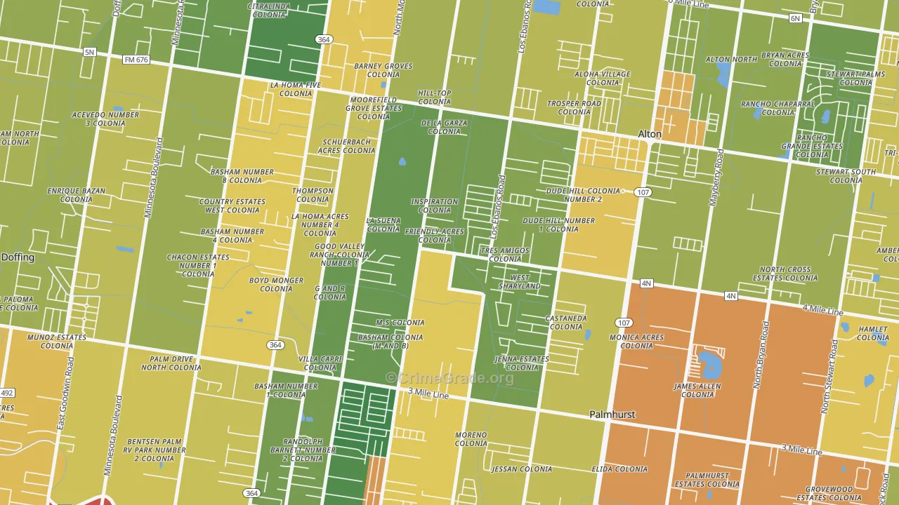 West Sharyland, Mission, TX Map of Drug-Related Crime Rates