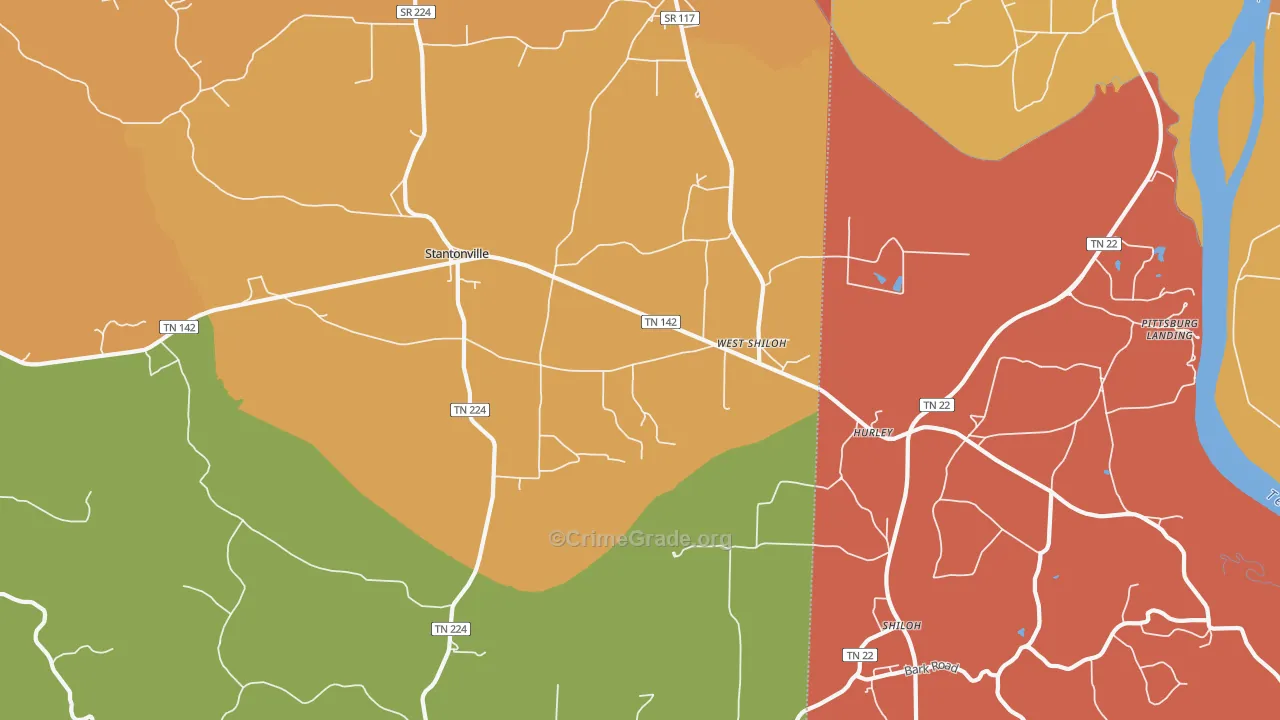 West Shiloh, TN Map of Drug-Related Crime Rates