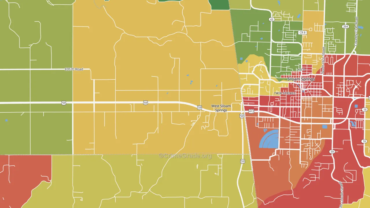 West Siloam Springs, OK Map of Drug-Related Crime Rates