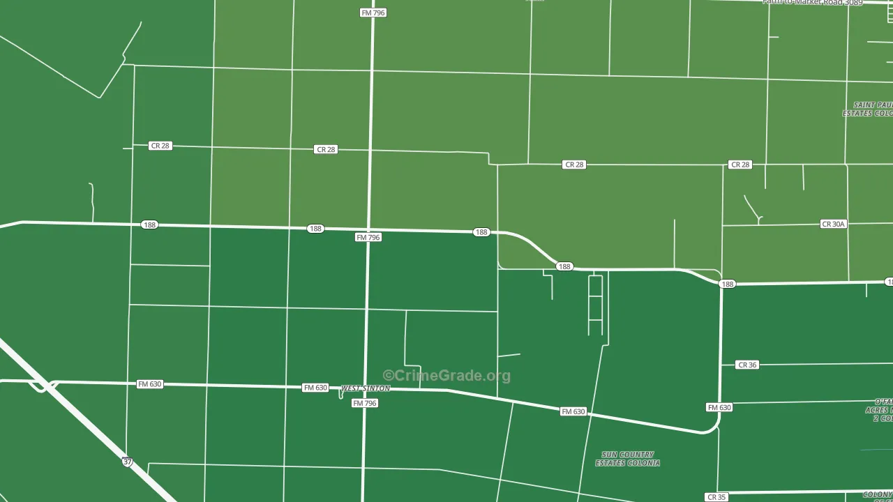 West Sinton, TX Map of Drug-Related Crime Rates