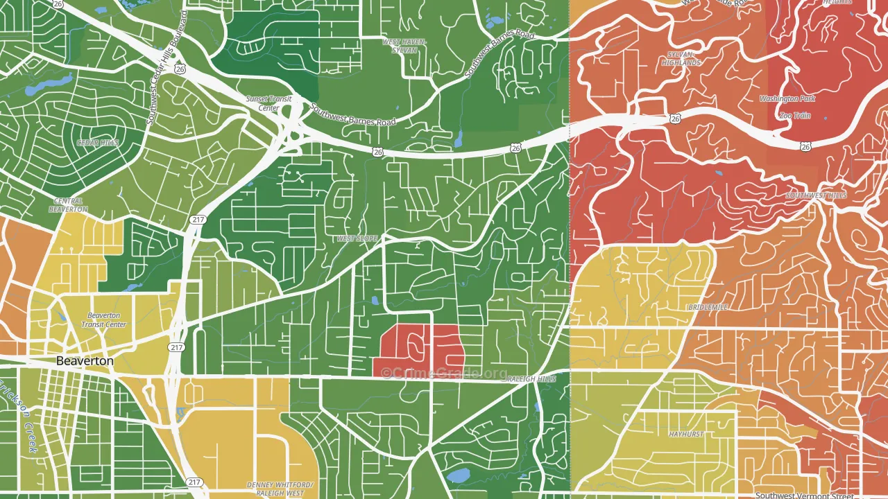 West Slope, Beaverton, OR Map of Drug-Related Crime Rates