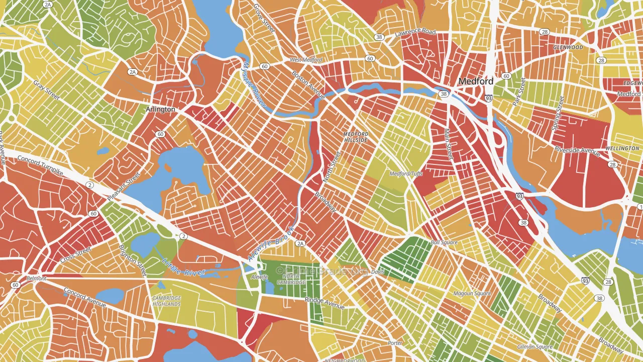 West Somerville, Somerville, MA Map of Drug-Related Crime Rates