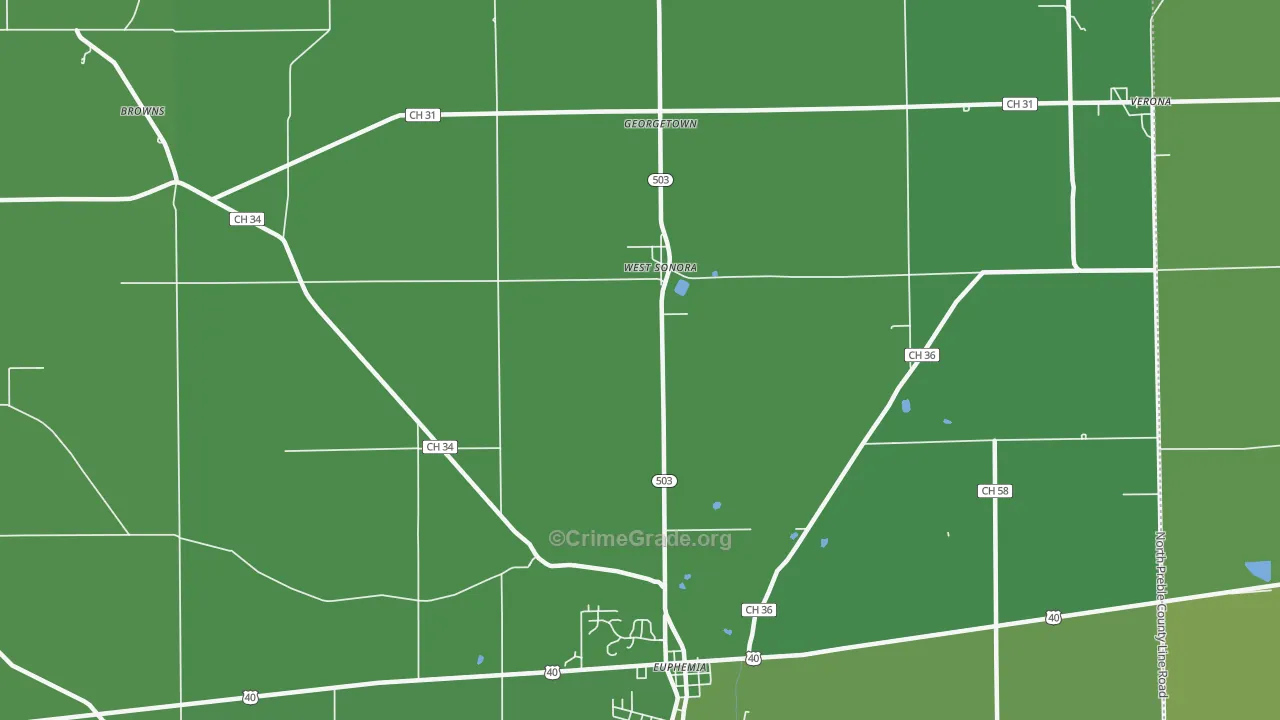 West Sonora, OH Map of Drug-Related Crime Rates