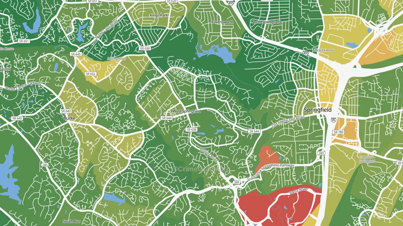West Springfield, VA Map of Drug-Related Crime Rates