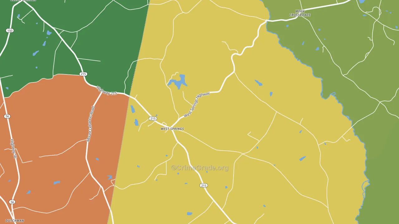 West Springs, SC Map of Drug-Related Crime Rates