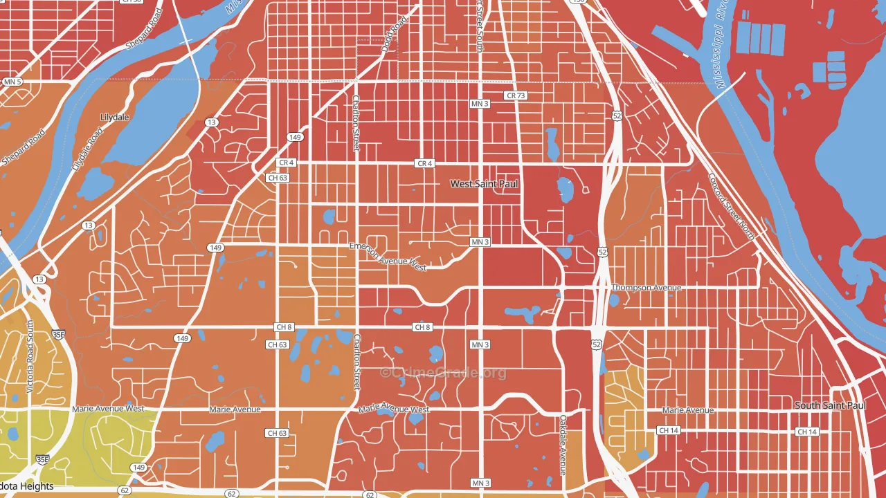 West St. Paul, MN Map of Drug-Related Crime Rates