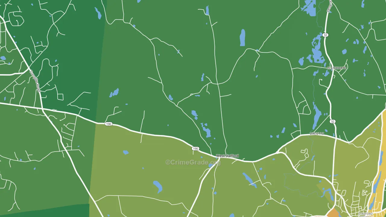 West Stafford, CT Map of Drug-Related Crime Rates