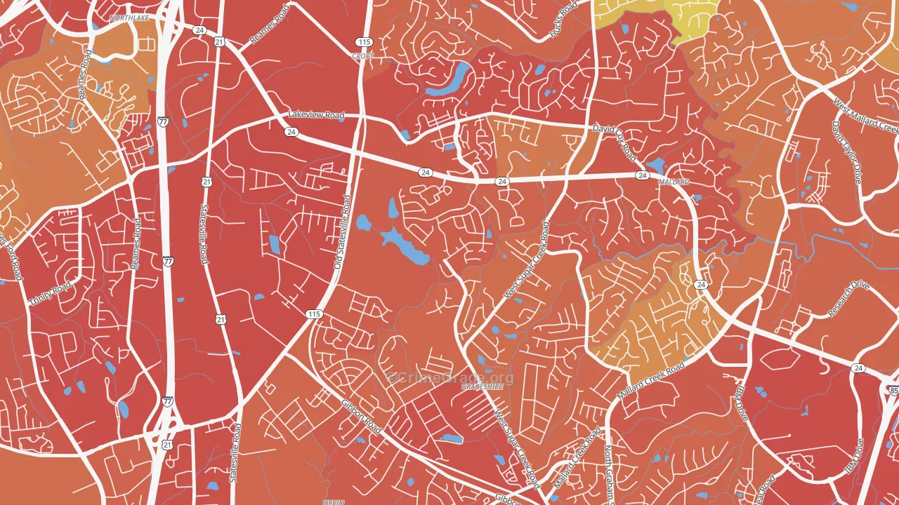 West Sugar Creek, Charlotte, NC Map of Drug-Related Crime Rates