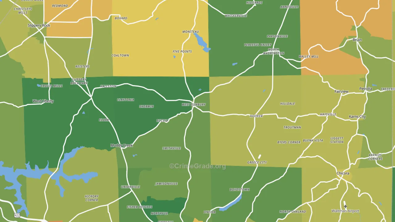 West Sunbury, PA Map of Drug-Related Crime Rates