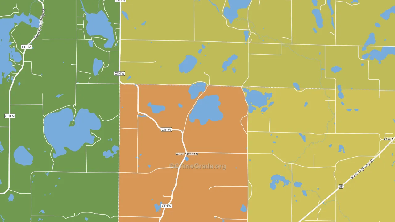 West Sweden, WI Map of Drug-Related Crime Rates