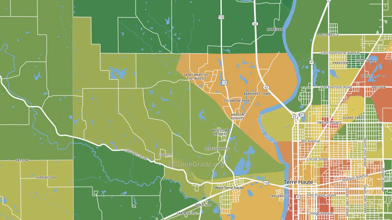 West Terre Haute, IN Map of Drug-Related Crime Rates