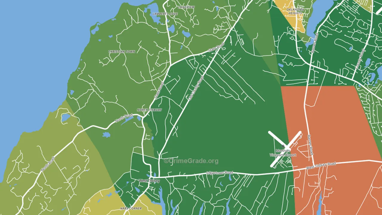 West Tisbury, MA Map of Drug-Related Crime Rates