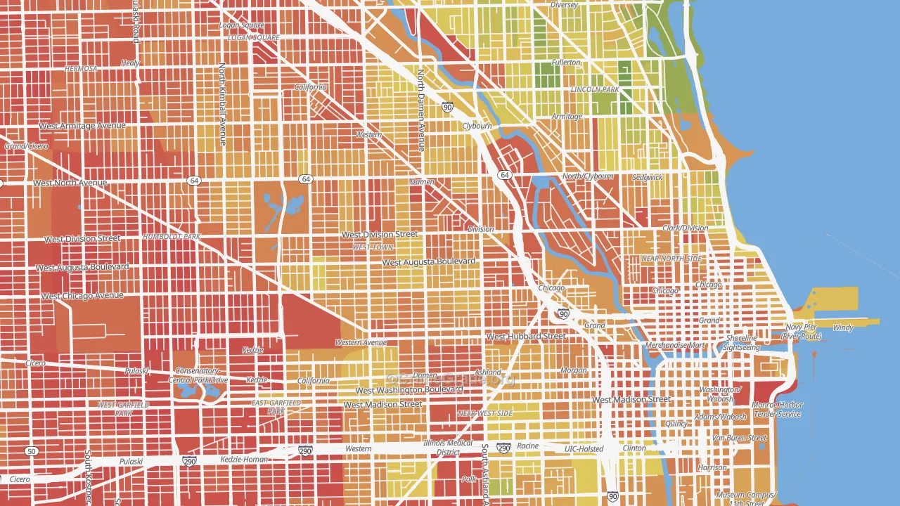 West Town, Chicago, IL Map of Drug-Related Crime Rates