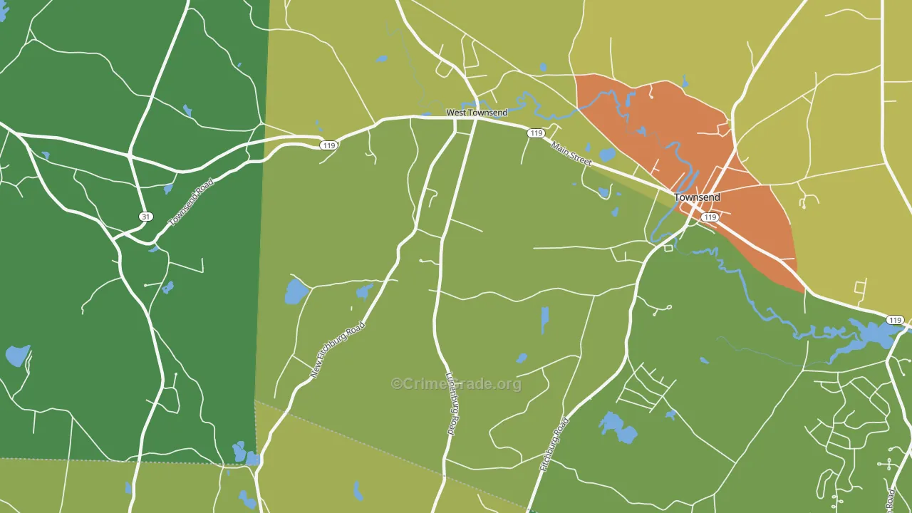 West Townsend, MA Map of Drug-Related Crime Rates