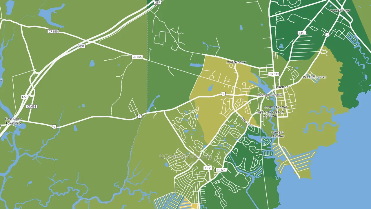 West Tuckerton, NJ Map of Drug-Related Crime Rates