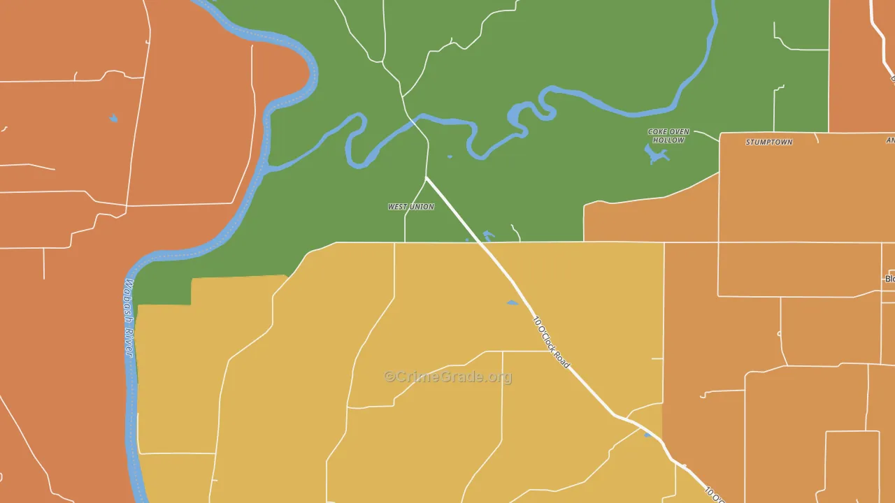 West Union, IN Map of Drug-Related Crime Rates