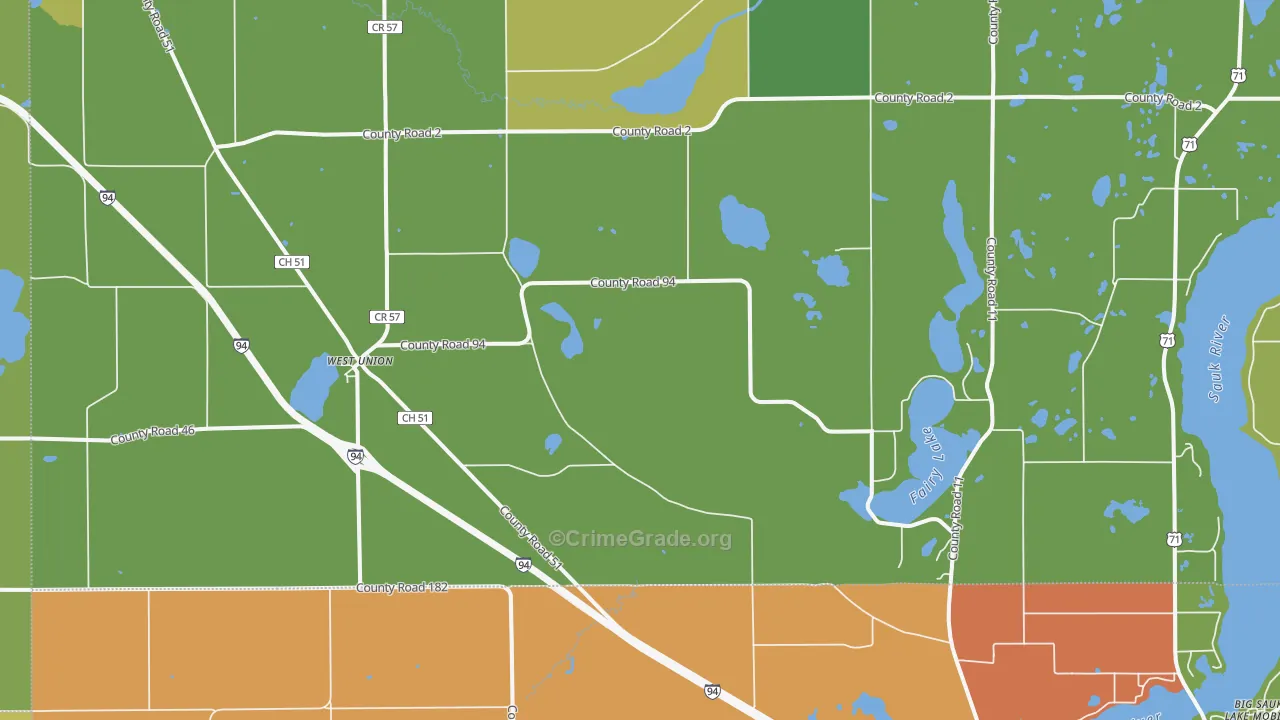 West Union, MN Map of Drug-Related Crime Rates