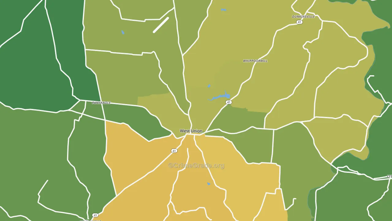 West Union, OH Map of Drug-Related Crime Rates