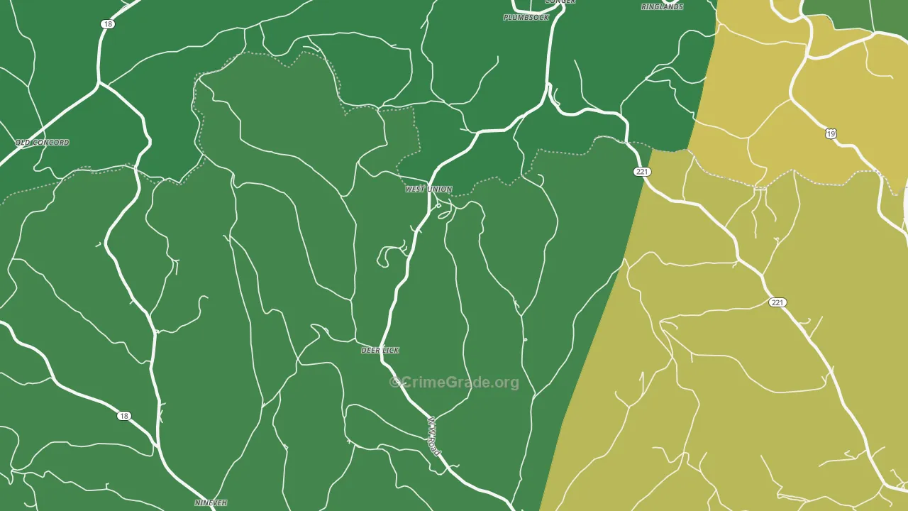 West Union, PA Map of Drug-Related Crime Rates