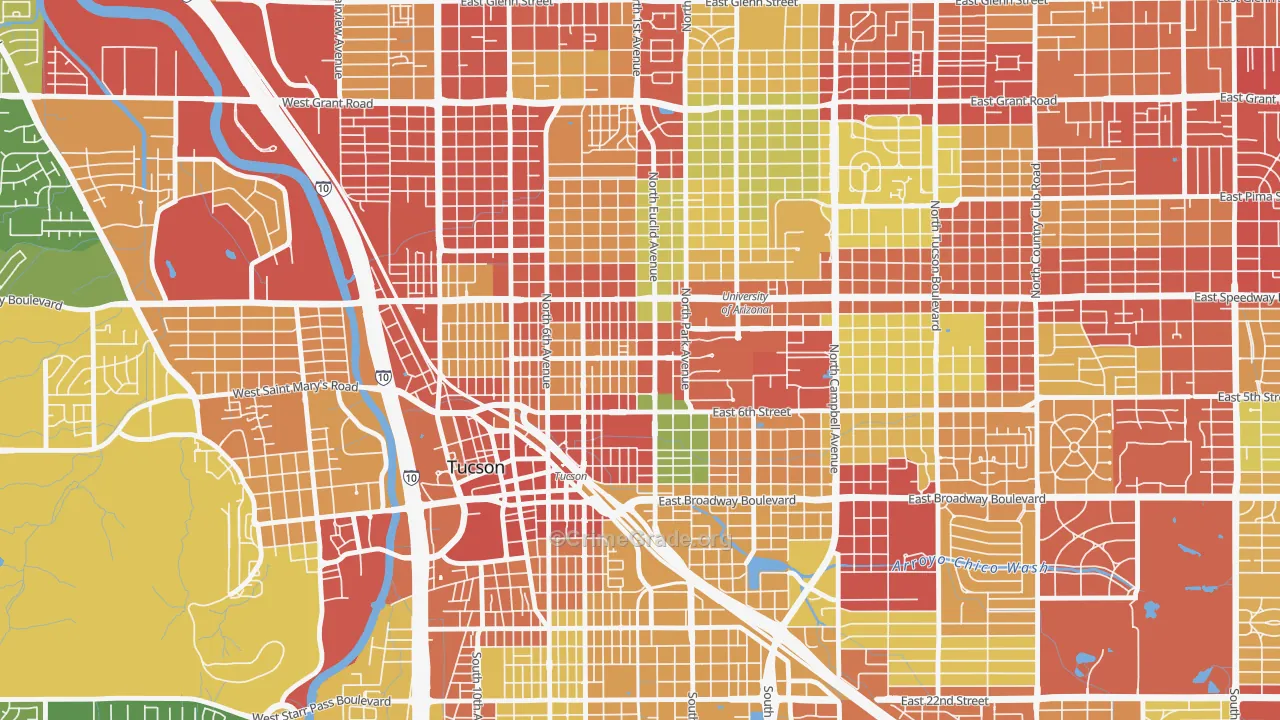West University, Tucson, AZ Map of Drug-Related Crime Rates