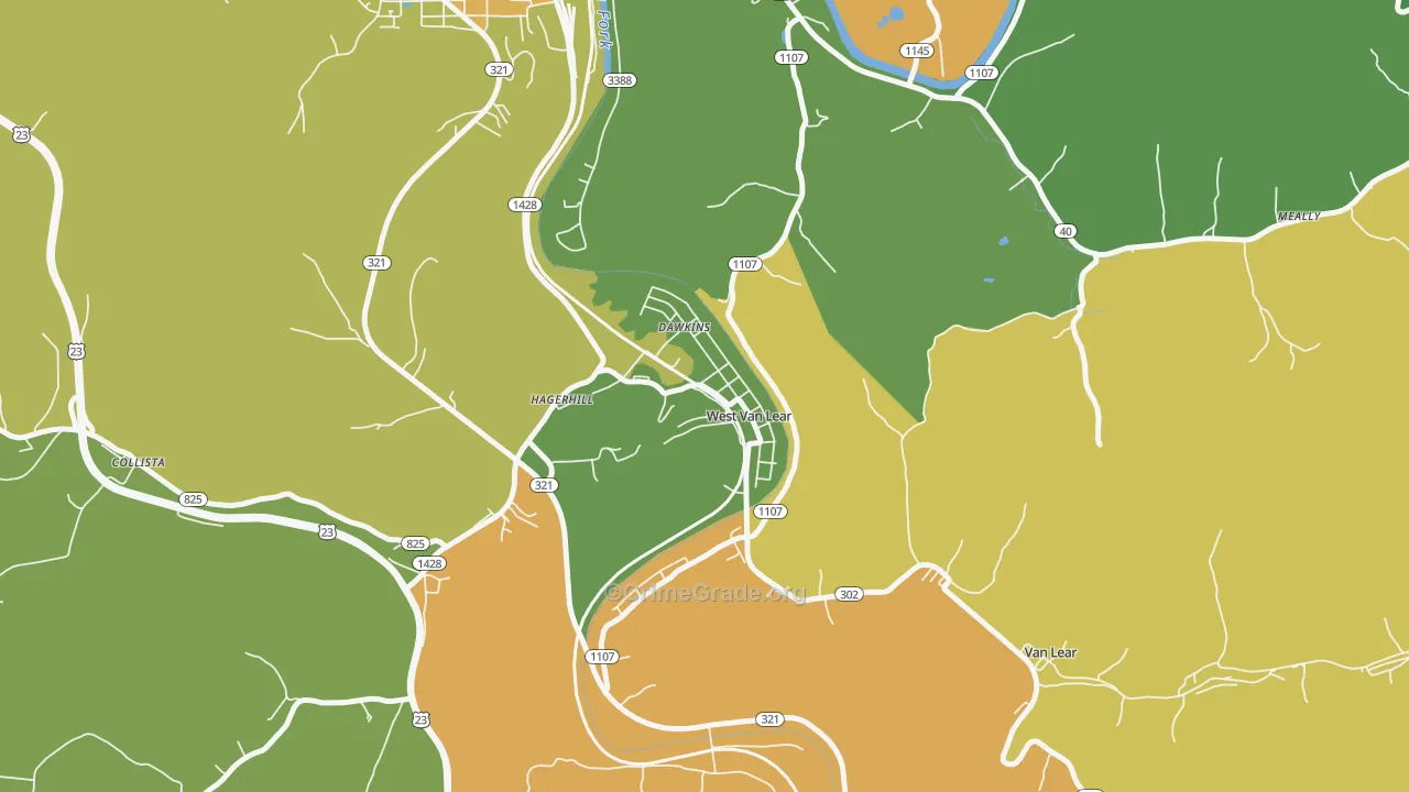 West Van Lear, KY Map of Drug-Related Crime Rates