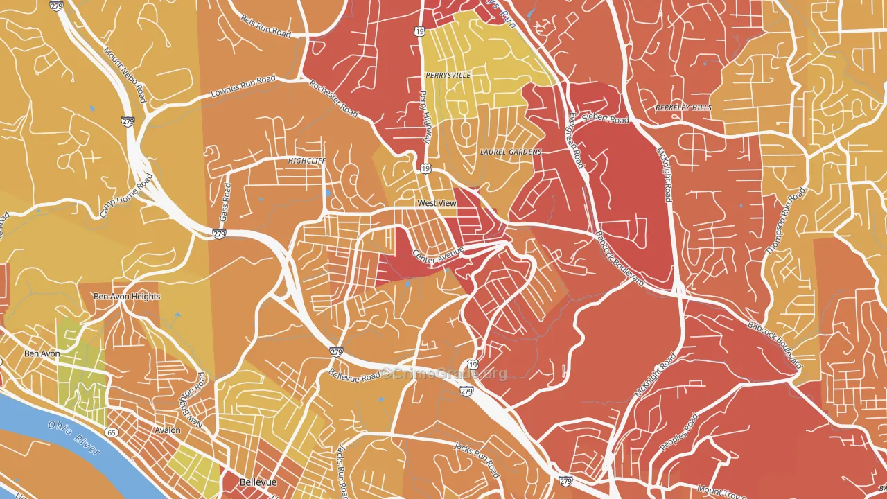 West View, PA Map of Drug-Related Crime Rates