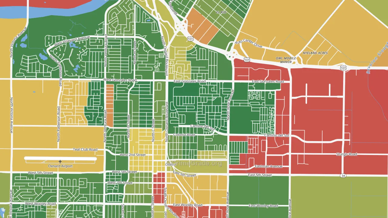 West Village, Oxnard, CA Map of Drug-Related Crime Rates