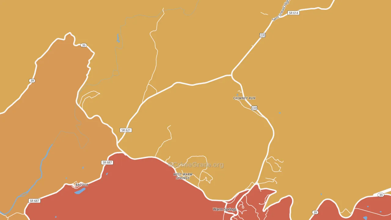 West Warm Springs, VA Map of Drug-Related Crime Rates