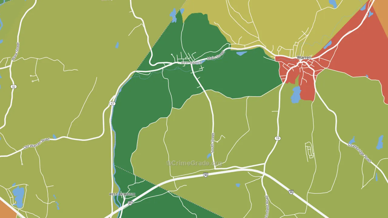 West Warren, MA Map of Drug-Related Crime Rates
