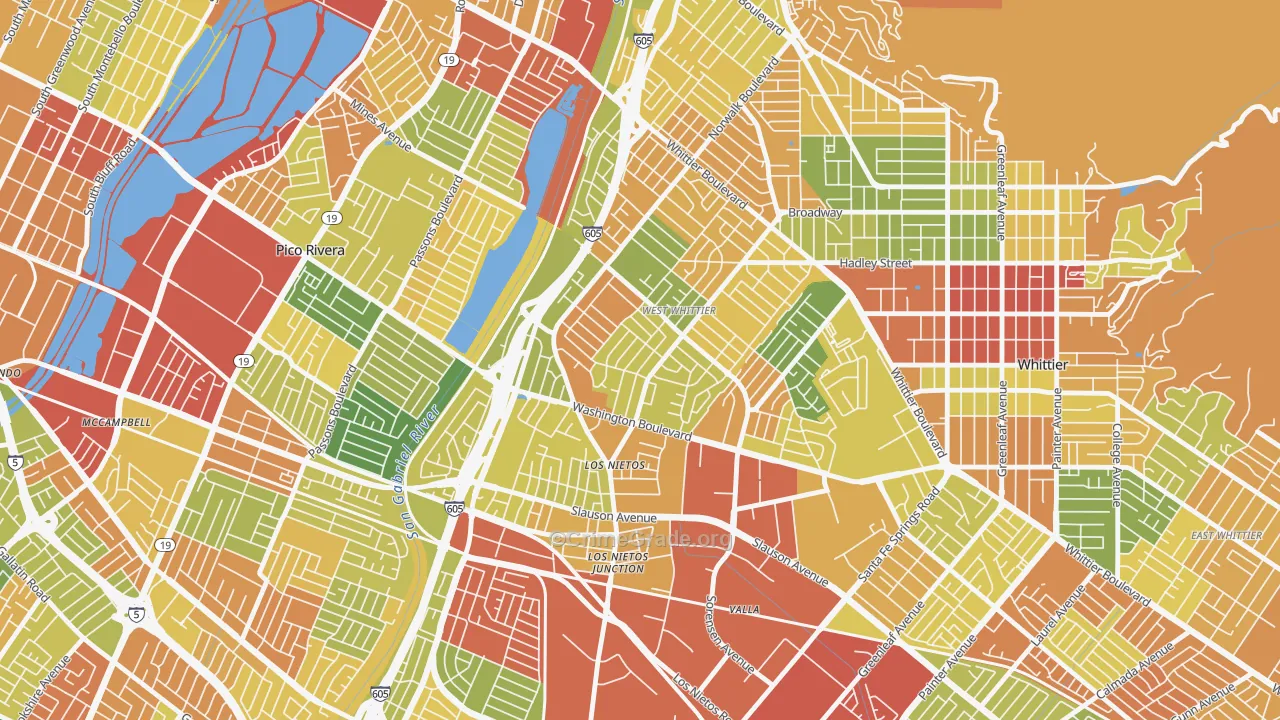 West Whittier-Los Nietos, CA Map of Drug-Related Crime Rates