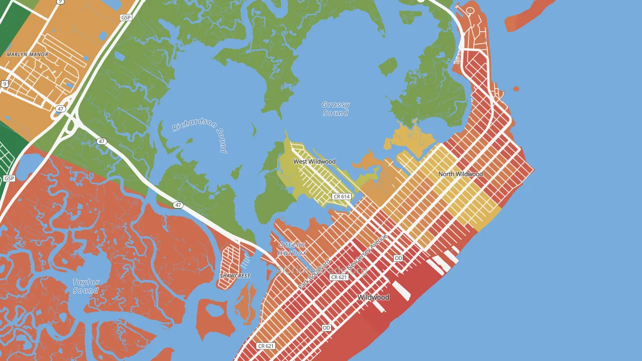West Wildwood, NJ Map of Drug-Related Crime Rates