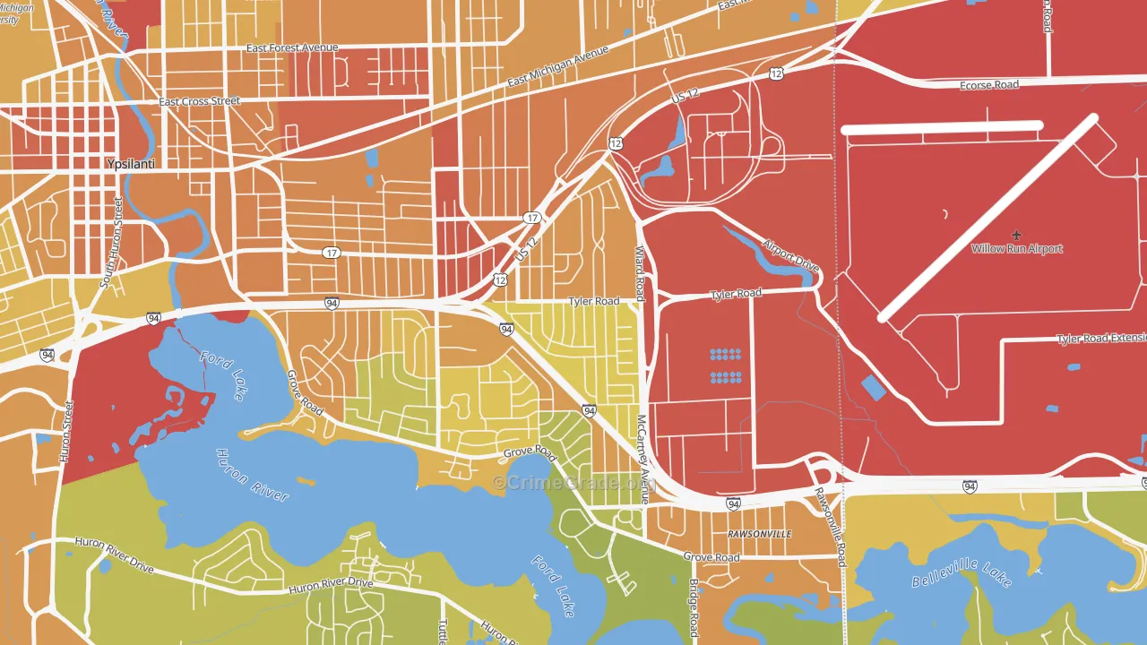 West Willow, Ypsilanti, MI Map of Drug-Related Crime Rates