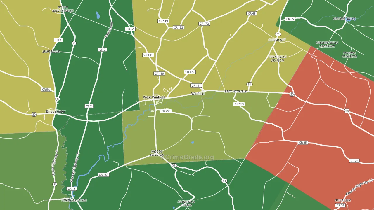 West Winfield, NY Map of Drug-Related Crime Rates