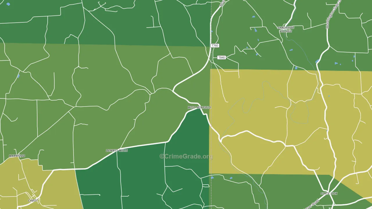 West Winfield, PA Map of Drug-Related Crime Rates