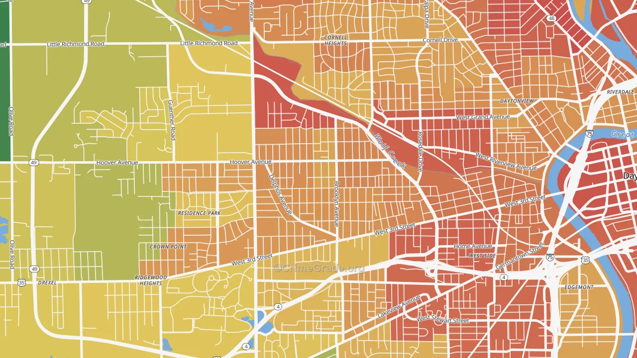 West Wood, Dayton, OH Map of Drug-Related Crime Rates