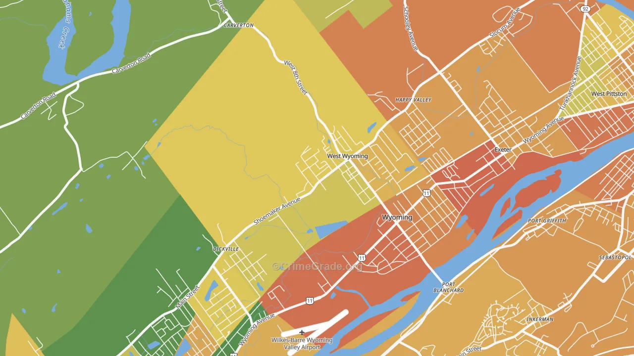 West Wyoming, PA Map of Drug-Related Crime Rates