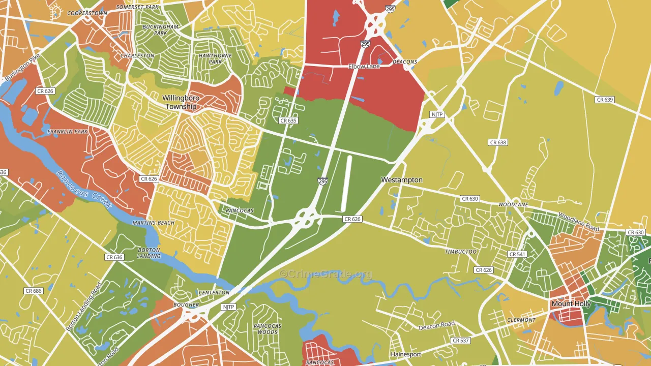 Westampton, NJ Map of Drug-Related Crime Rates