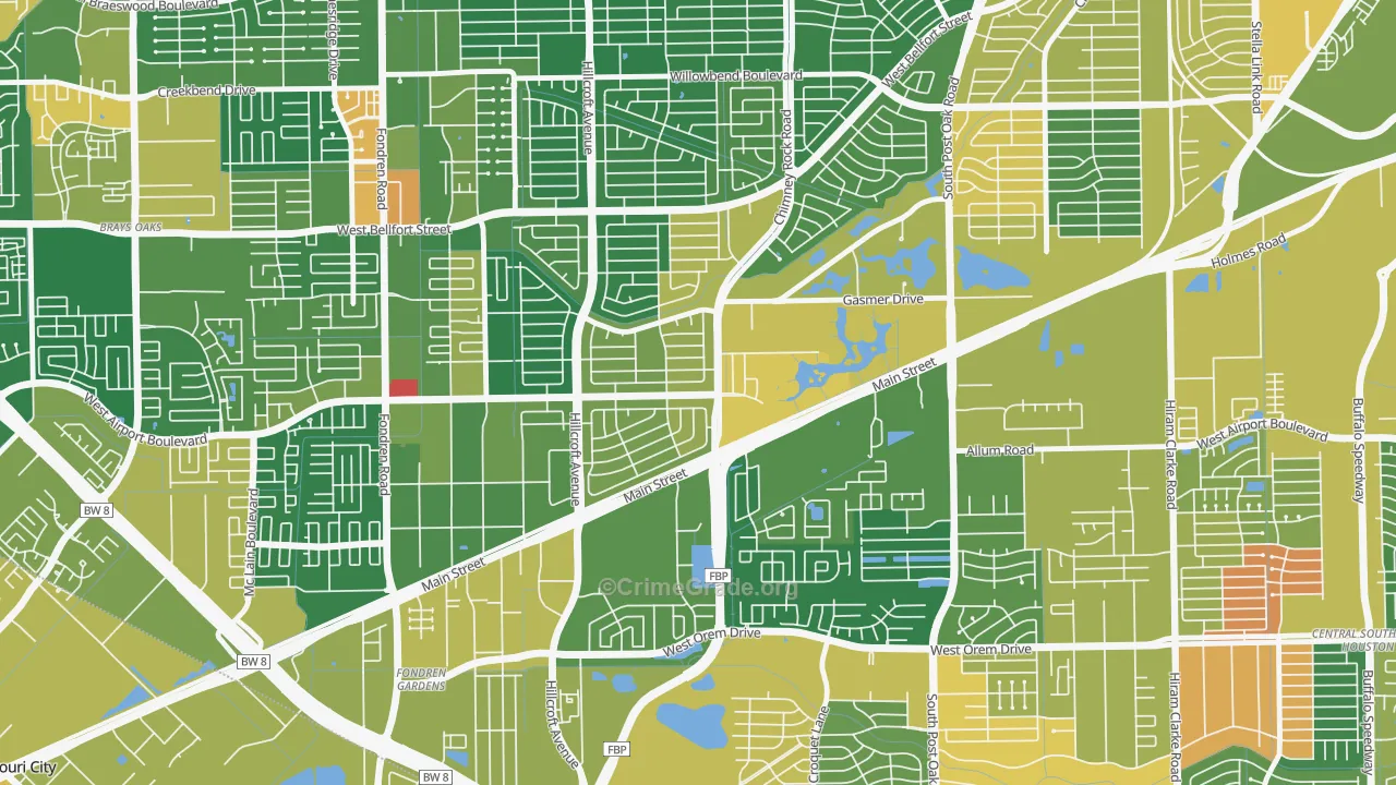 Westbury, Houston, TX Map of Drug-Related Crime Rates