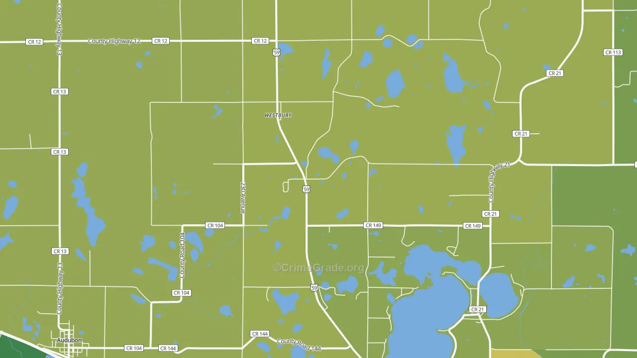 Westbury, MN Map of Drug-Related Crime Rates