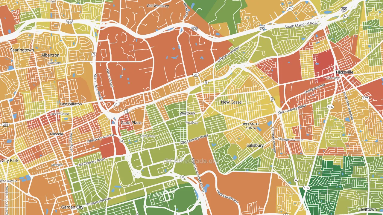 Westbury, NY Map of Drug-Related Crime Rates