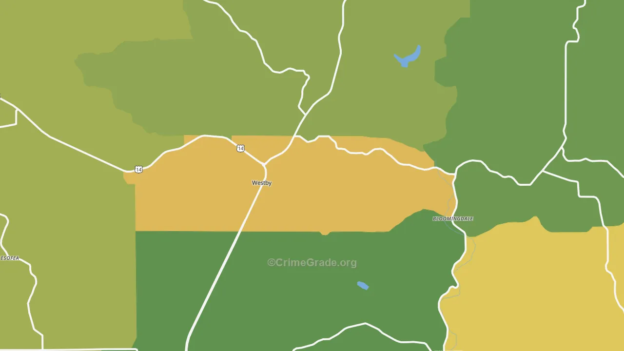Westby, WI Map of Drug-Related Crime Rates