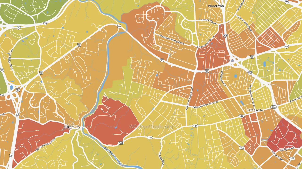 Westchester, Catonsville, MD Map of Drug-Related Crime Rates