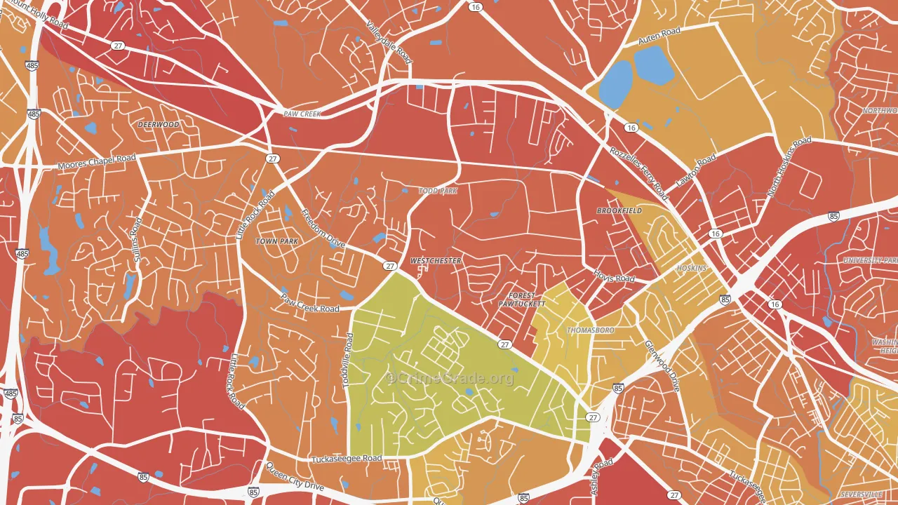 Westchester, Charlotte, NC Map of Drug-Related Crime Rates