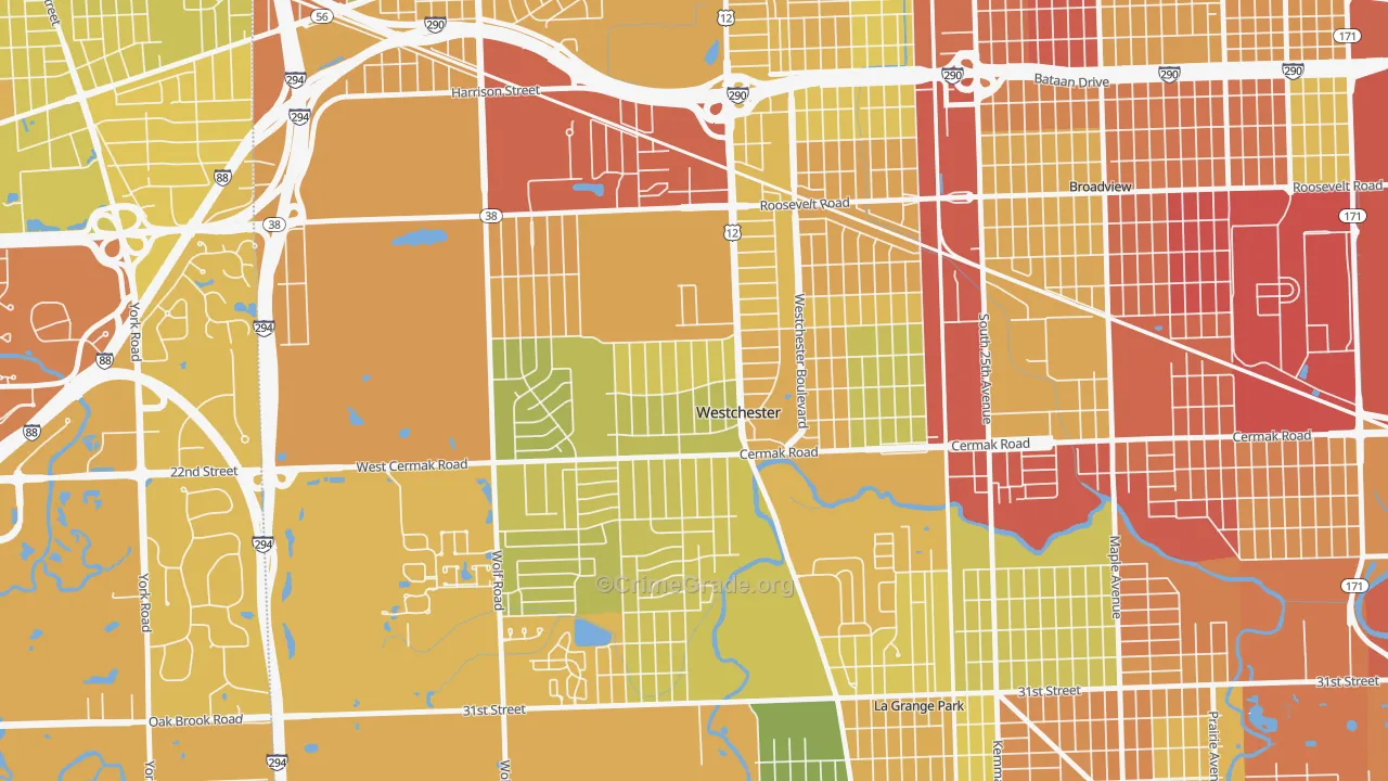Westchester, IL Map of Drug-Related Crime Rates